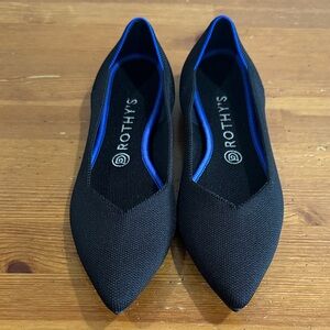 Rothy's Black Flats with Blue Accent
